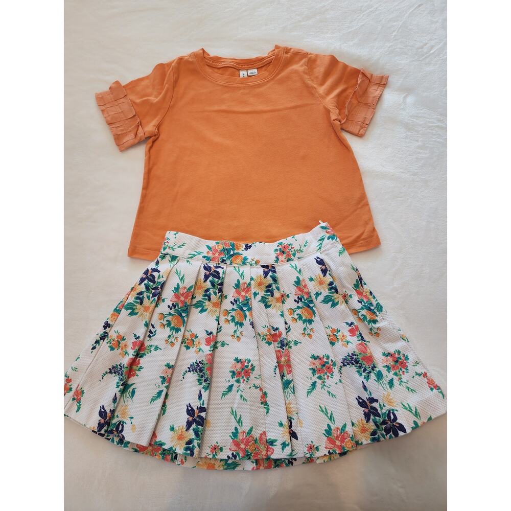 Janie and Jack Girls Floral Skirt and Top Sz 6